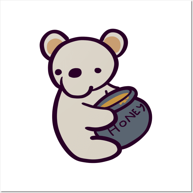 Polar Bear with Jar of Honey Wall Art by ThumboArtBumbo